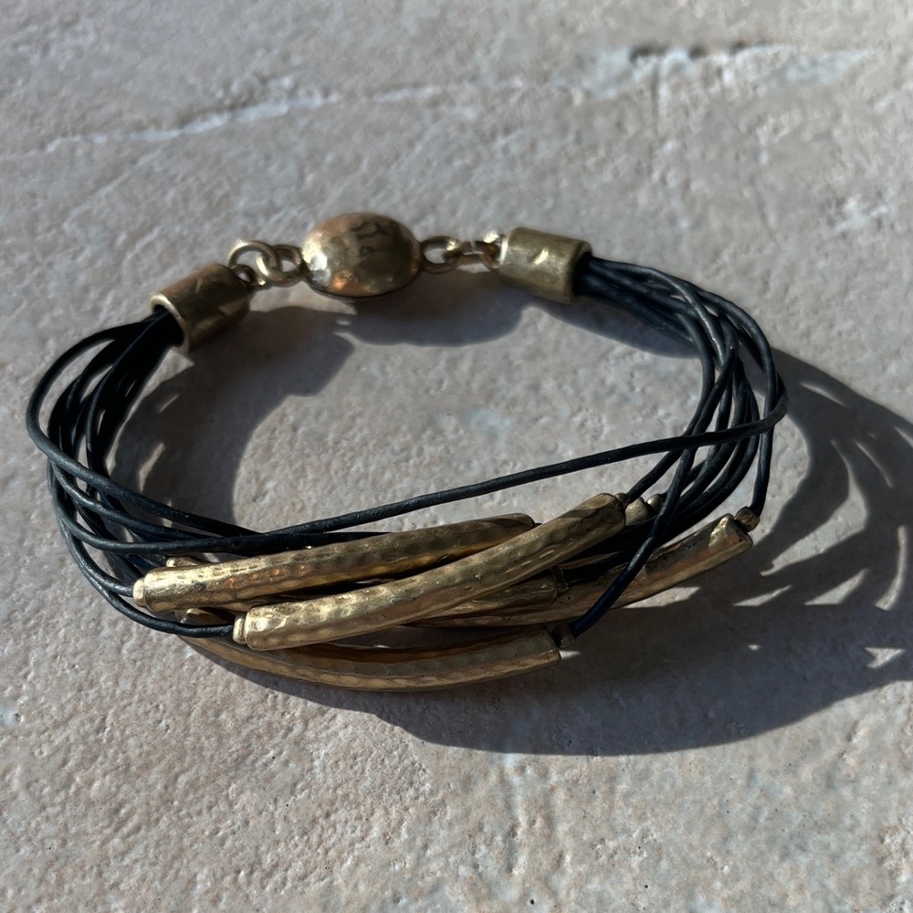 Chico's Black and Gold Multi-Strand Bracelet